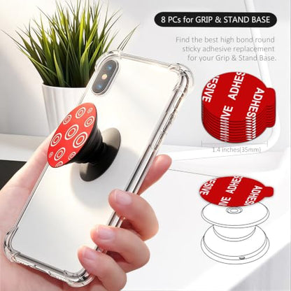 8 Pack Sticky Adhesive Compatible with Socket Base, PKYAA Double-Sided Replacement Tape for Collapsible Grip & Stand Back, 4pcs Sticker Pads for Car Magnetic Phone Holder