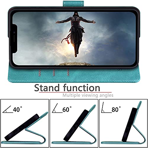 SUANPOT for iPhone 13 6.1 inch 5G with RFID Blocking Wallet case Credit Card Holder,Flip Book PU Leather Phone case Shockproof Cover Cellphone Women Men for Apple 13 case Wallet Blue Green - color: Blue Green