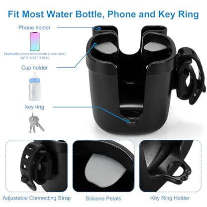 Accmor Stroller Cup Holder, Drinks Holder Bike Walker Wheelchair - color: Adjustable Strap-Black