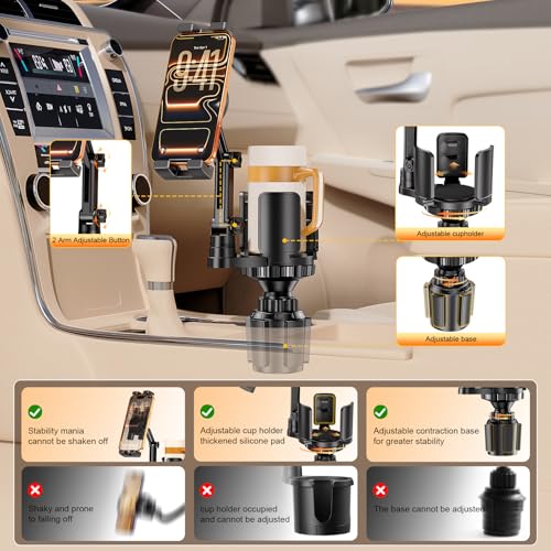 Tablet Holder for Car, 3 in1 Stable Cup Holder ipad Car Mount with Expander