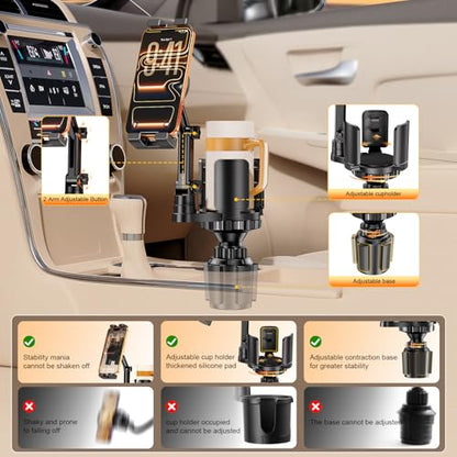 Tablet Holder for Car, 3 in1 Stable Cup Holder ipad Car Mount with Expander