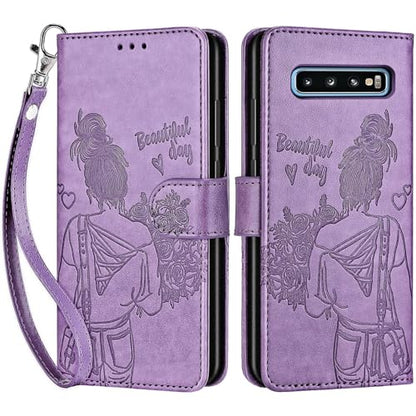 for Samsung Galaxy S10 Wallet case, Purple-Girl | 3 Card Holders, Kickstand, Shockproof TPU Shell, PU Leather, Magnetic Closure, Protective Flip Folio Cover, Women - color: 2