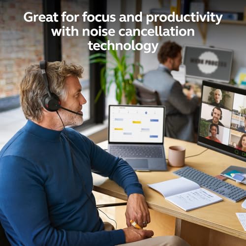 Jabra Evolve2 50 Wired Single-Ear Headset - Noise Cancelling Headphones, Bluetooth Headset for Work with Noise Cancelling Microphones, Goes with Online Meeting Platforms Like Microsoft Teams, Black - style: Microsoft Teams, Single Ear