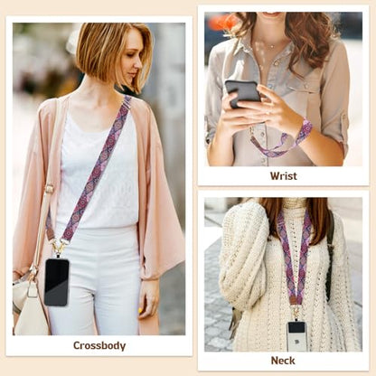 TiMOVO Phone Lanyard Crossbody Wrist Strap, Adjustable Anti-Theft Strap for Smartphone Case - color: Rhombic Datura