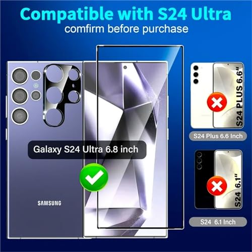 XDesign [2+2 Pack Galaxy S24 Ultra Screen Protector, 9H Tempered Glass Scratch Resistant, Ultrasonic Fingerprint Support, For Samsung Galaxy S24 Ultra 5G 6.8 Inch Glass Screen Protector - size: for Galaxy S24 Ultra 6.8"