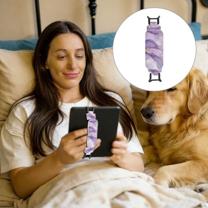 Secure Hand Strap for 6-7.5" Kindle and Tablets, Versatile Lightweight Faux Leather E-Book Grip Holder, Heavy-Duty E-Book Accessories for Reading Lover Gift (Purple Marble) - color: Purple Marble