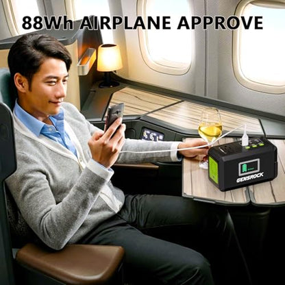 GENSROCK Portable Power Station 120W, Power Bank with AC Outlet 24000mAh - color: Black Green