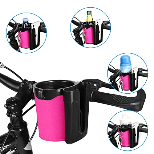 Accmor 3-in-1 Bike Cup Holder with Cell Phone Keys Holder, Bike Water Bottle Holders, Universal Bar Drink Cup Can Holder for Bicycles, Motorcycles, Scooters, Black Pink - color: Black Pink