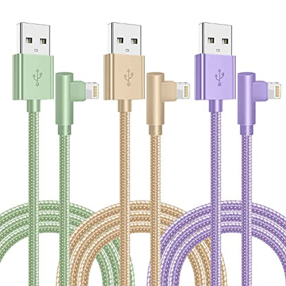iPhone Charger,3 Pack 10FT Lightning Cable [Apple MFi Certified] 90 Degree