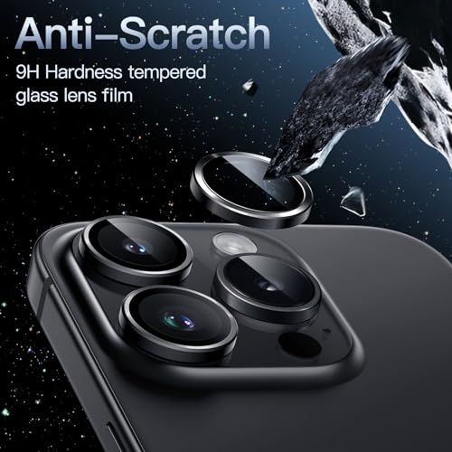 JETech Camera Lens Protector for iPhone 15 Pro/15 Pro Max, Space Black - color: Space Black