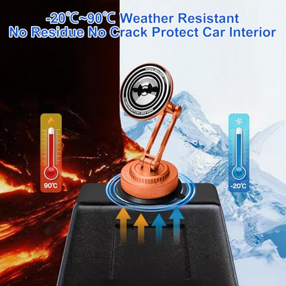 All-Metal Alloy Long Arm Magnetic Suction Cup Car Phone Mount(Orange) - color: Orange