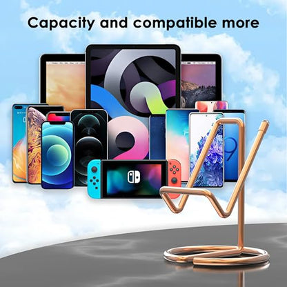 Metal Cell Phone Stand for Desk, Cute One-Piece Phone Holder, Stable Desktop Display Dock for iPhone, iPad, Samsung, Tablets & All Mobile Phones, Rose Gold&Rose Gold - color: (2 PCs) Rose Gold & Rose Gold