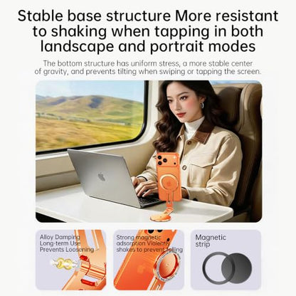 Dual-Sided Magnetic Phone Stand Holder for MagSafe, Orange - color: Orange