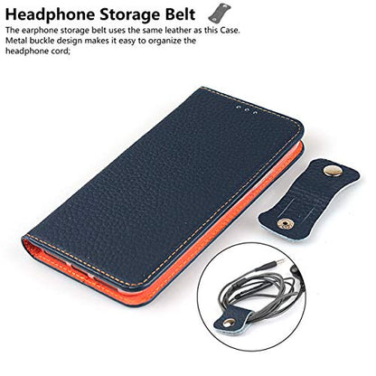 iCoverCase Compatible with iPhone 13 Wallet Case, RFID Blocking Genuine Leather Magnetic Case with Wrist Strap and Card Slots Kickstand Feature Flip Cover 6.1 Inch (Navy Blue) - color: Navy Blue, size: iPhone 13