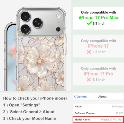 for iPhone 17 Pro Max Magnetic Case【Compatible with MagSafe】 Aesthetic Oil Painting Stained Glass Flower Design, Slim Fit Hard PC Back Shockproof Cute Clear Phone Cover, Light Pink - color: Light Pink, size: iPhone 17 Pro Max