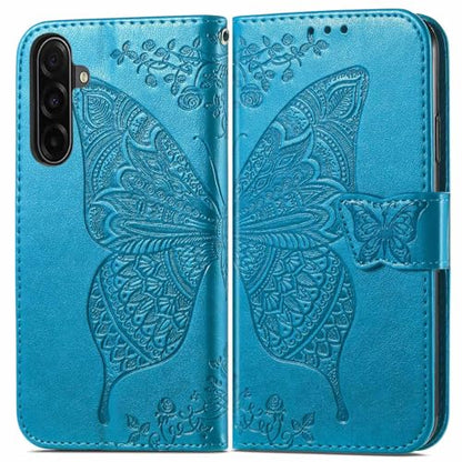 for Samsung Galaxy A17 5G Phone Case Wallet,Blue | Butterfly Embossed PU Leather, Credit Card Holders, Wrist Strap, Magnetic Closure, Flip Protective Purse Cover for Women Men - color: Blue