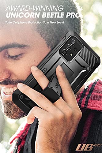 SUPCASE for Samsung Galaxy A53 5G Case with Screen Protector, Black | Detachable Belt Clip, Built-in Kickstand, Heavy Duty Shockproof Rugged Design, Military-Grade Protection, Unicorn Beetle Pro - size: Galaxy A53 5G