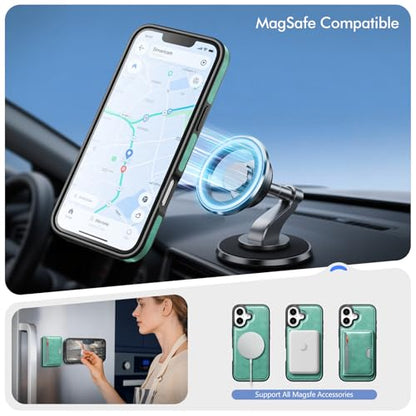 Antsturdy Compatible with MagSafe iPhone 17 Wallet Case,Blue Green | 2 in 1 Detachable Magnetic,Credit Card Holder Slots,RFID Blocking,PU Leather,Kickstand,Flip Folio Phone Cover for Men & Women - color: Blue Green, size: iPhone 17 - 6.3"