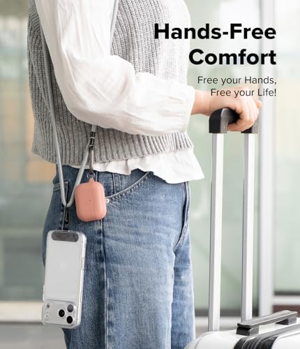 Ringke Holder Link Black, Adjustable Crossbody Strap with Cell Phone Tether Tab, Universal Multifunctional Lanyard Patch - color: Silky Silver