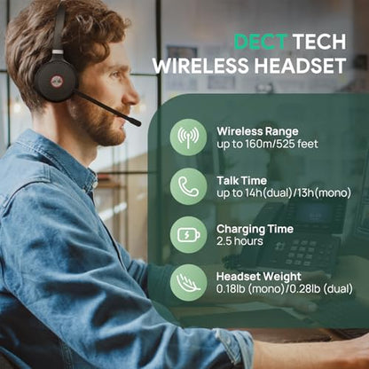 Yealink WH62 Dual UC DECT Wireless Headset for IP Phone & PC Zoom Certified - style: WH62 Dual-Ear UC (base)