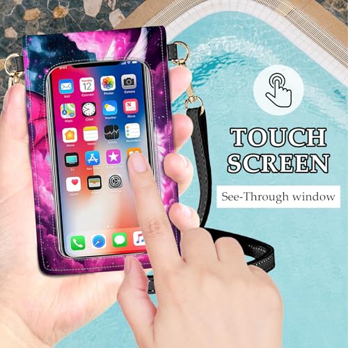 Small Crossbody Bags for Women Touchscreen Cell Phone Bag Cross Body Purses with adjustable Strap,Gifts For Teenage Girls - color: Dragons In Pink Cloudy