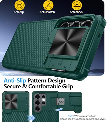 Magnetic for Samsung Galaxy S26 Ultra Case-Green | [Slide Camera Cover][Kickstand][Compatible with MagSafe] Military Drop Protection Phone Case for Galaxy S26 Ultra - color: Green