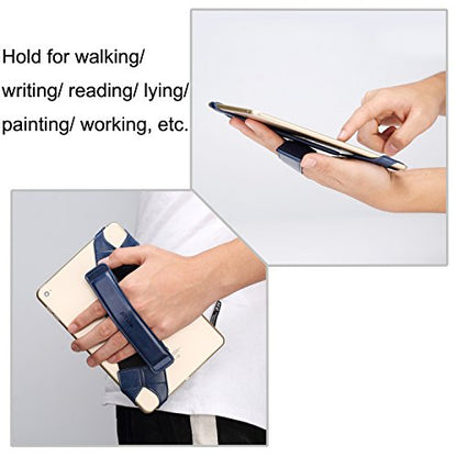 joylink iPad Hand Holder Strap, 360 Degrees Swivel Leather Handle Grip with Elastic Belt, Secure & Portable for 7.9" Tablets (Samsung, iPad mini),Blue - color: Blue