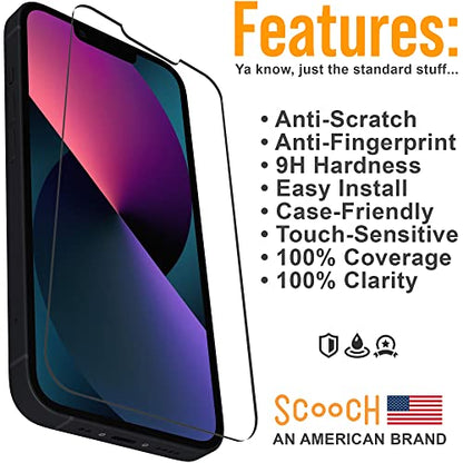 Scooch® Tempered Glass Multipack for iPhone 13 Mini, 3 Screen Protectors and 2 Camera Lens Protectors, Premium 9H Tempered Glass, Anti-Scratch, Anti-Fingerprint, Impact Resistant - size: iPhone 13 Mini