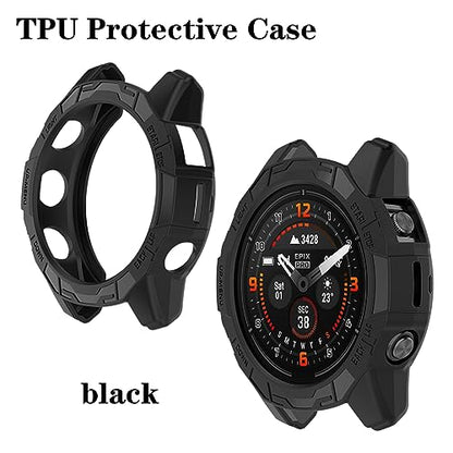 Screen Protector for Garmin Epix pro 42MM/Fenix 7S and TPU Protective Case | HUADU,9H Tempered Glass Film,Anti-Scratch,High Definition,Full Coverage,Soft Watch Cover - size: Garmin EPIX pro 42MM