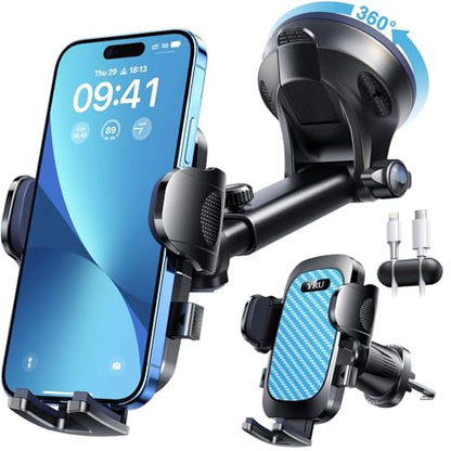 YRU True Military-Grade [360° Rotation Suction] 2026 Ultimate Car Phone Holder Mount 【90+LBS Safest Strongest & Patent Certs】 Dashboard Windshield Vent for iPhone 18 Pro Max Samsung Webcam, Royal Blue - color: Royal Blue