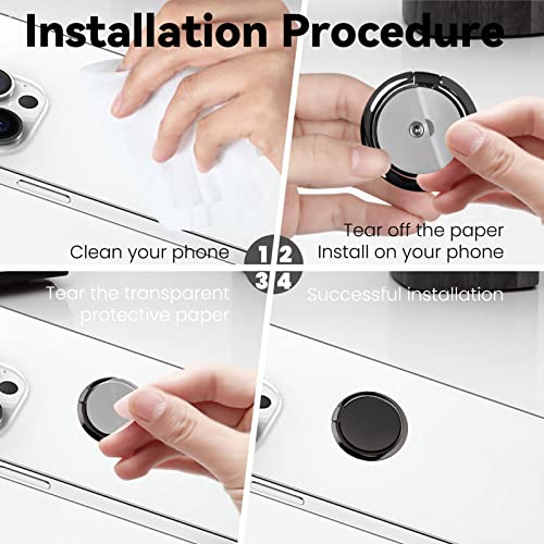 Metal Cell Phone Ring Holder Finger Ring Stand, 360 Degree Rotation Ring Kickstand Grip Holder for Magnetic Car Mount, Black - color: Black