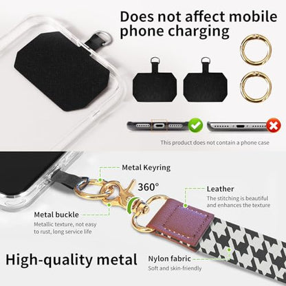Phone Lanyard Crossbody Wrist Strap, Universal Adjustable Neck Strap for Phone Case Keys ID Badges - color: Cute Houndstooth