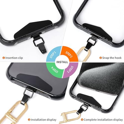 Phone Tether Tab, Bending Design 0.2mm Ultra-thin Stainless Steel Cellphone Lanyard Metal Patch Tether Tab - color: C