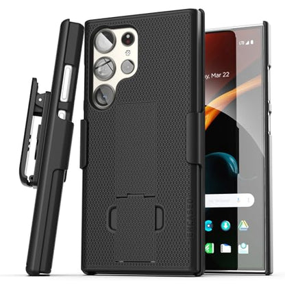 Encased DuraClip Designed for Samsung Galaxy S24 Ultra Belt Clip Case with Phone Holster and Kickstand (Black) - size: S24 Ultra