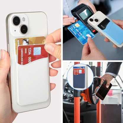 SS Phone Wallet, Phone Card holder for Phone Case Credit Card Holder Stick on, Navy Pastel Blue - color: Navy+ Paste+l Blue