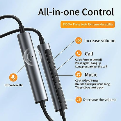 BENEWY Wired Earbuds 3.5mm Magnetic Earphones with Microphone Headphones - color: Black