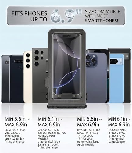 Diving Phone Case for iPhone 17 16 15 14 13 Pro Max Galaxy S25 S24 S23 Ultra, 50ft/15m Professional Waterproof Underwater Case with Real Touchscreen, Universal Camera Housing for Snorkeling (Black) - color: Black