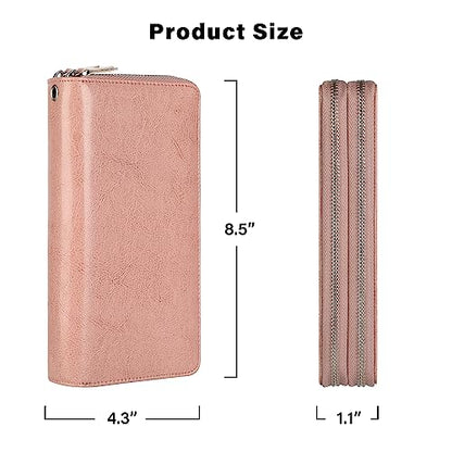 Small Compact Women Wallet RFID Blocking Genuine Leather Bifold Purse with ID Windows - color: 2-waxed Dark Pink, size: One Size