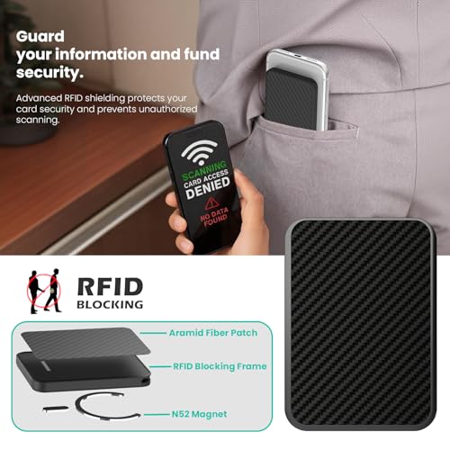 Nillkin FiberMate MagSafe Phone Wallet, RFID Blocking, Adjustable Stand - color: Black
