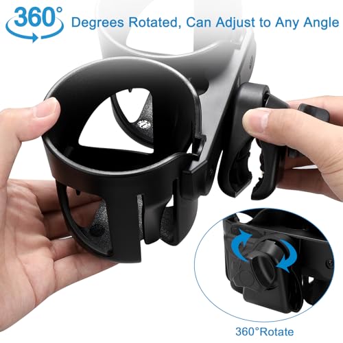 Accmor Stroller Cup Holder, Cup Holder for Walker Bike Wheelchair - color: Double Cup Holder-Black