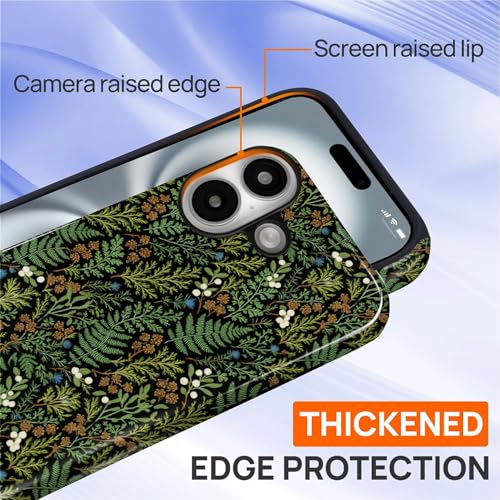 Case for iPhone 16 Plus, Shockproof Hybrid Protective Phone Case, Dual-Layer Drop Protection Anti-Scratch, Fern Leaf - color: Fern Leaf, size: iPhone 16 Plus