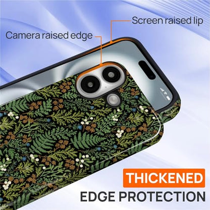 Case for iPhone 16 Plus, Shockproof Hybrid Protective Phone Case, Dual-Layer Drop Protection Anti-Scratch, Fern Leaf - color: Fern Leaf, size: iPhone 16 Plus