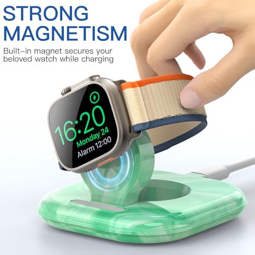 for Apple Watch Charger Stand, Magnetic Fast Charging Dock Portable Design - color: Marble Green