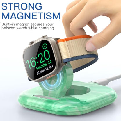 for Apple Watch Charger Stand, Magnetic Fast Charging Dock Portable Design - color: Marble Green