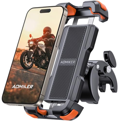 Aomiker Bike Motorcycle Phone Holder Mount - [2025 Quick Release] Bike Phone Holder Handlebar Clamp, Bicycle Scooter Phone Clip for iPhone 15 14 13 12 11 Pro Max Plus Mini, 4.7-6.8" Smartphone - color: Upgraded - Orange