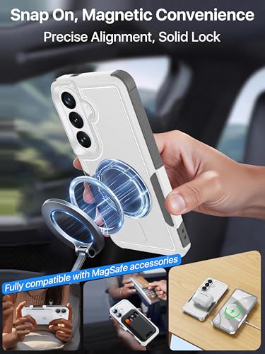 for Samsung Galaxy S26 Case Rugged Dual-Layer Shockproof White | Fit for Magsafe, Heavy Duty Military-Grade Protection, Matte Finish Scratch Resistant Anti-Fingerprint, S 26 Phone Case - color: White