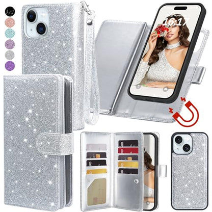 Varikke for iPhone 15 Case Wallet Strong Magnetic Detachable, Silver - color: (Standard) Silver, size: iPhone 15 6.1"