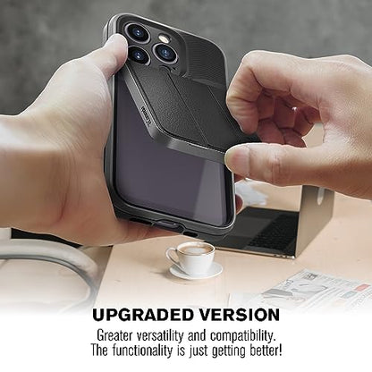 VENA vCommuteX Detachable Wallet Case for Apple iPhone 14 Pro (6.1"), (Magsafe Compatible, Military Drop Protection) Leather Cover Card Slot Holder with Kickstand - Space Gray/Black - color: MagSafe Compatible - Black, size: iPhone 14 Pro