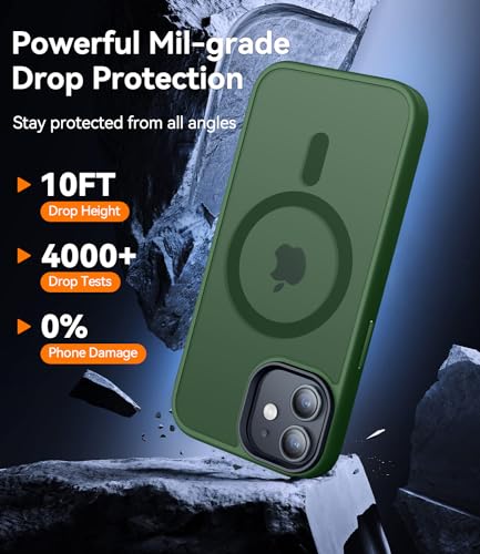CANSHN Magnetic for iPhone 12 Case/iPhone 12 Pro Case, Deep Green | Translucent Matte, Compatible with MagSafe, Heavy Duty Protection, Scratch Resistant, Slim Fit, Pocket Friendly - color: Matte Magnetic & Deep Green