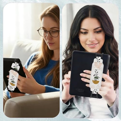 Secure Hand Strap for 6-7.5" Kindle and Tablets, Versatile Lightweight Faux Leather E-Book Grip Holder, Heavy-Duty E-Book Accessories for Reading Lover Gift (Boho) - color: Boho